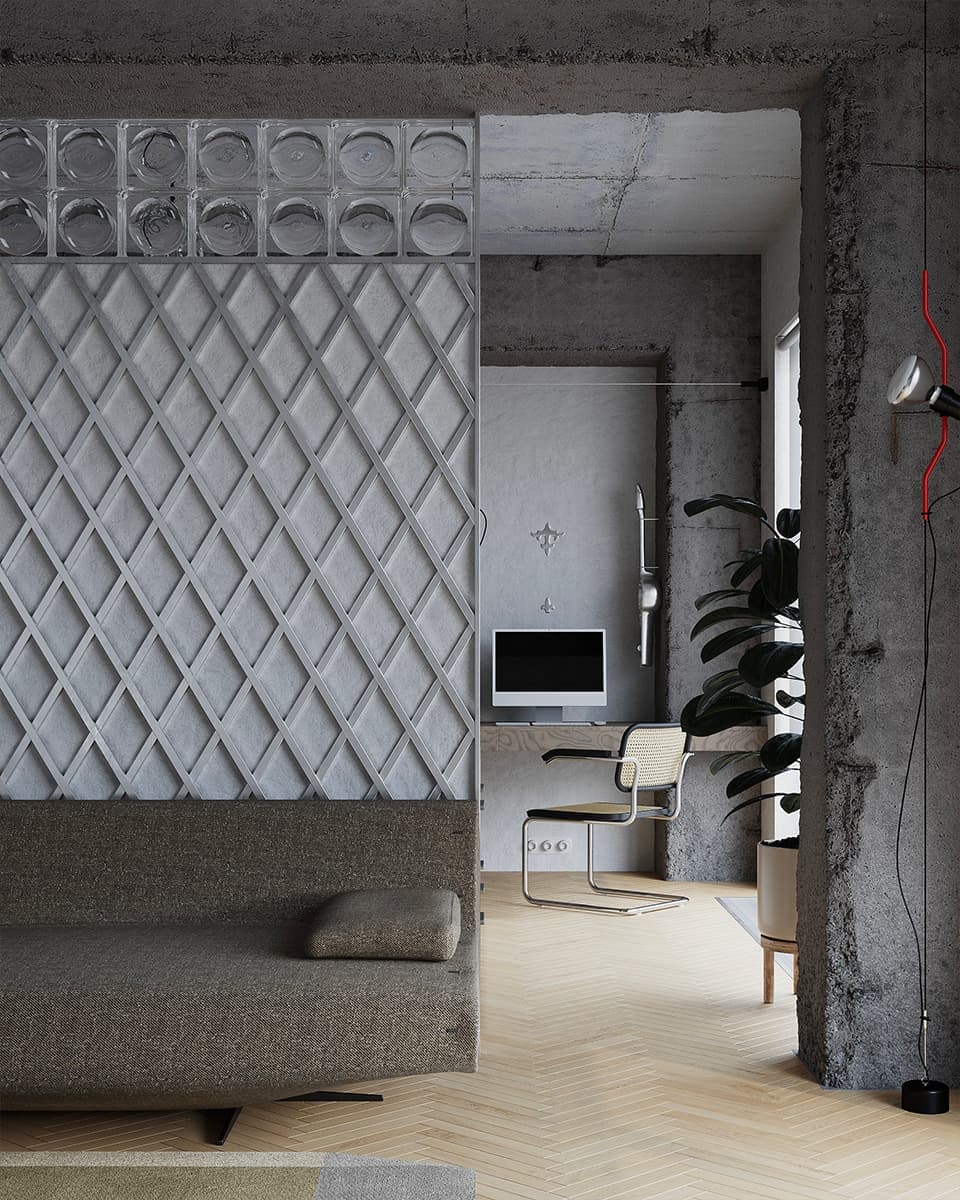 Переосмысление образа юрты в брутальном интерьере квартиры в Алматы — проект архитектурного бюро Hala