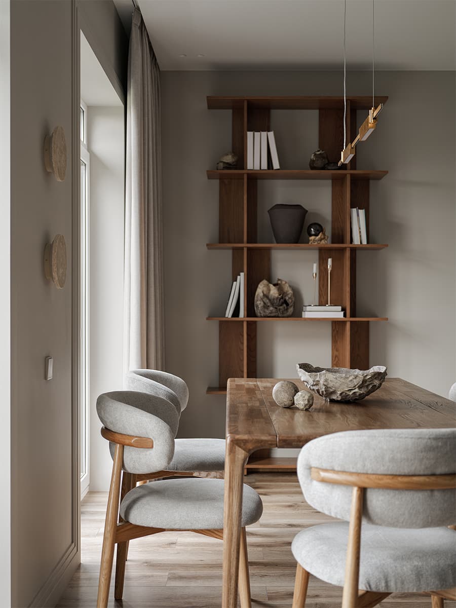 Кремовые оттенки и эффектный керамогранит в интерьере семейного коттеджа — проект студии DNK Design