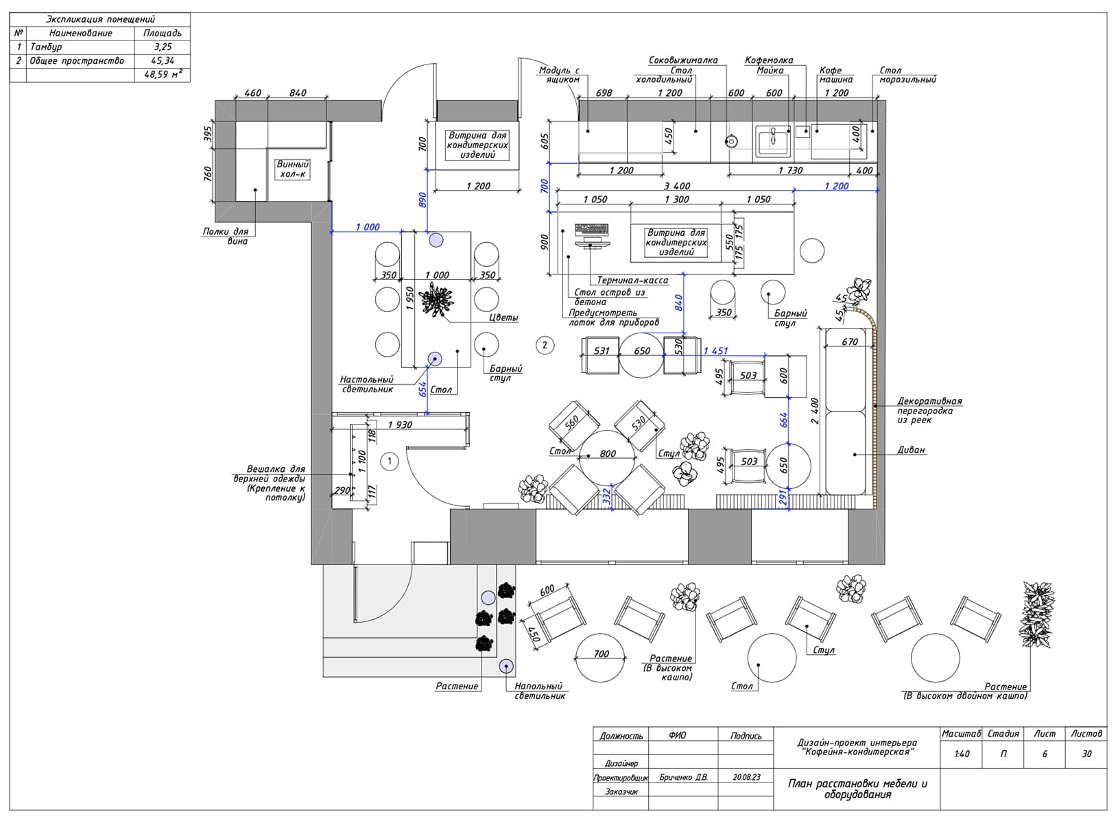 Теплый интерьер кондитерской с уютной зоной посадки — проект Валентины Агекиной