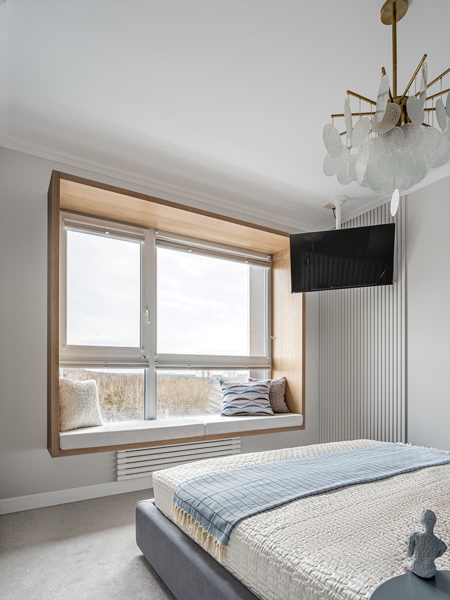 Цветовое зонирование и большая кухня в интерьере квартиры под сдачу в аренду — проект Галины Кобан