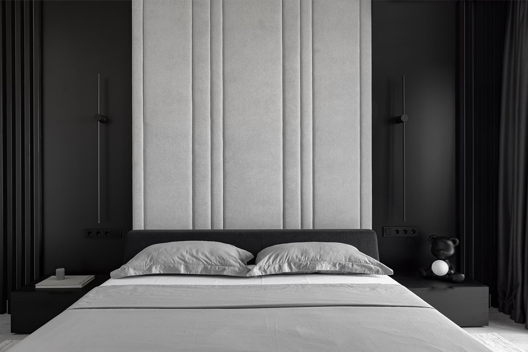 Монохромный интерьер минской квартиры без визуального шума — проект Анны Романчик