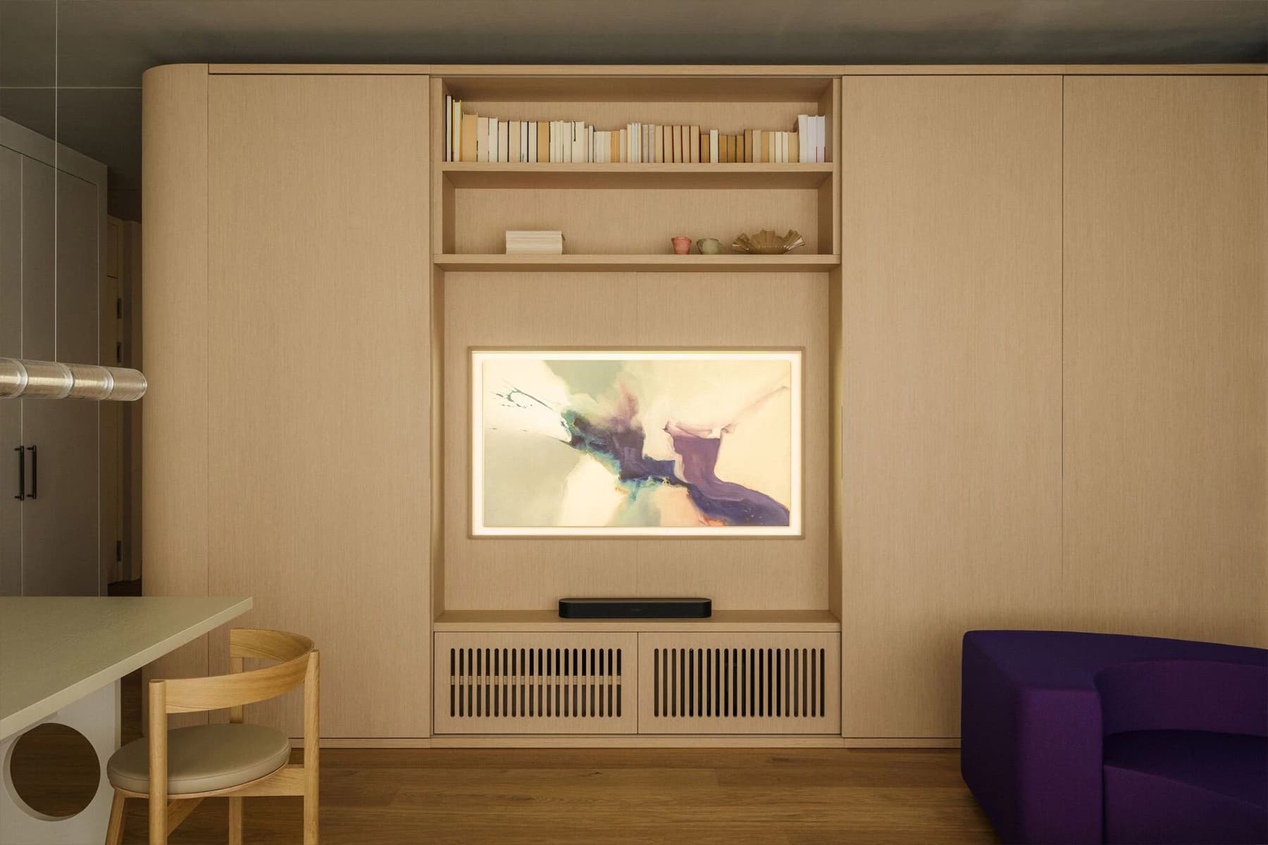 Обволакивающий интерьер квартиры с акцентным искусством — проект TAKK Studio