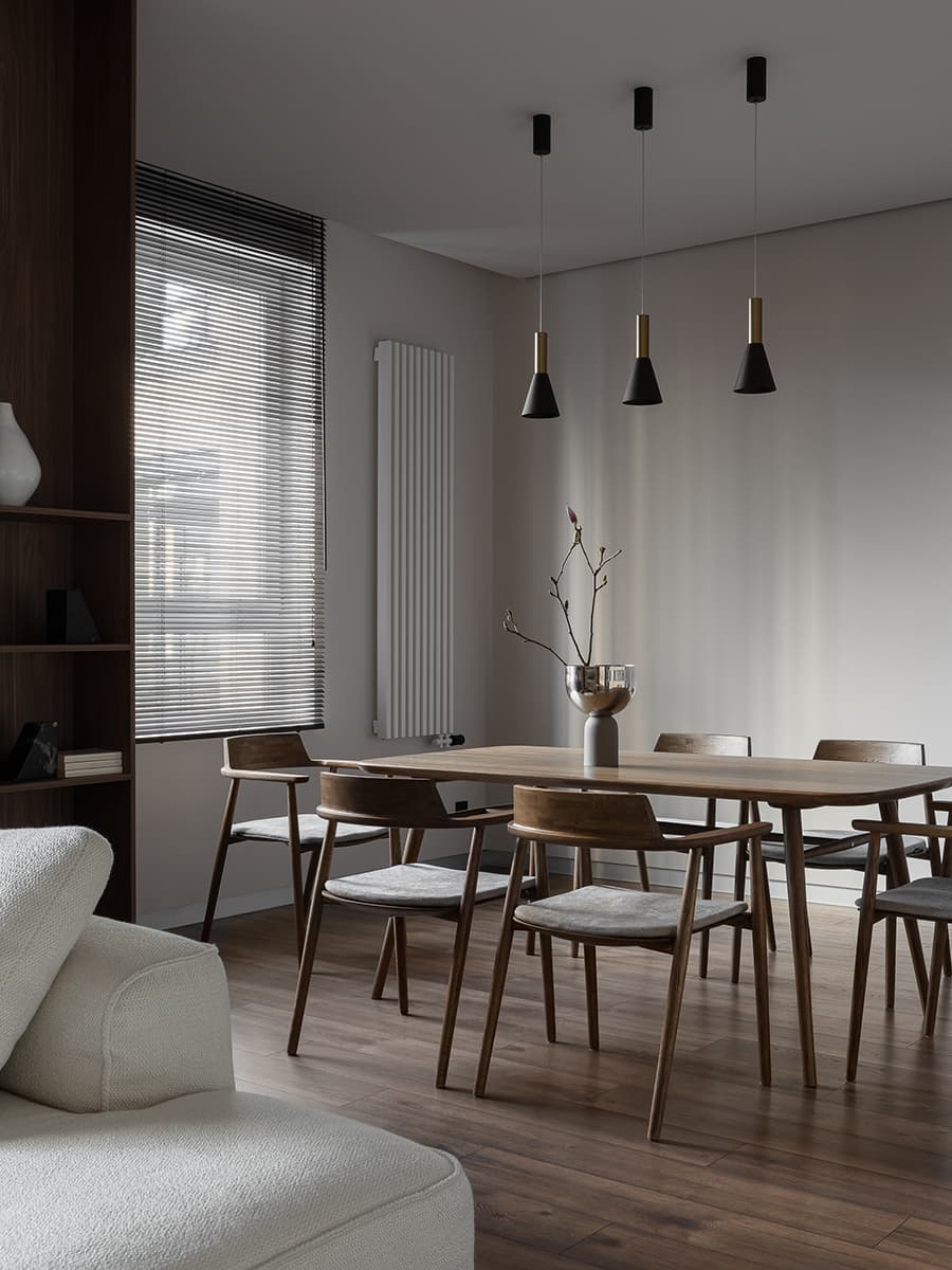 Радиусные перегородки в умиротворяющем интерьере для семьи — проект студии интерьерного дизайна STUDIO WHITE DESIGN