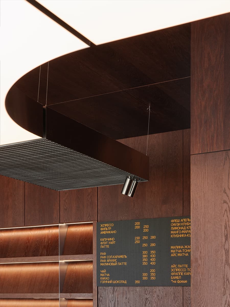 Теплая ретро-атмосфера и коричневые тона в интерьере кофейни — проект KIDZ