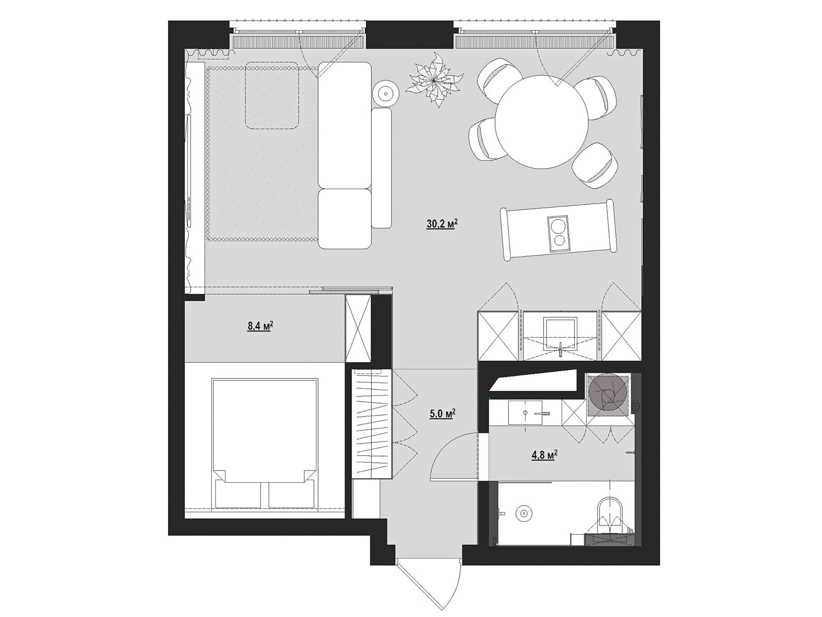 Лаконичный интерьер квартиры для семьи из Сибири — проект Анны Игнатенко