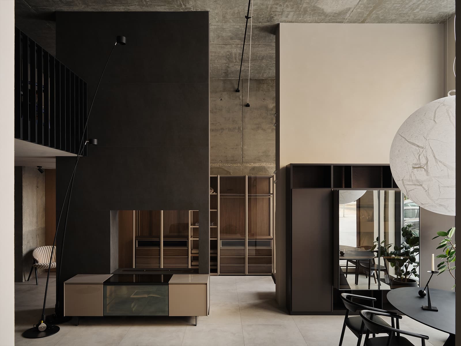 Землистые оттенки в интерьере мебельного шоурума — проект QUADRUM Studio