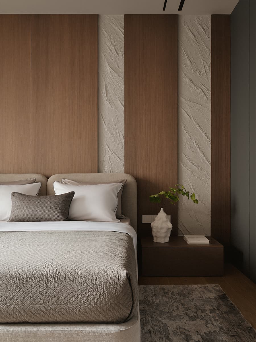 Современная геометрия и природные текстуры в интерьере семейной квартиры — проект студии A&ES