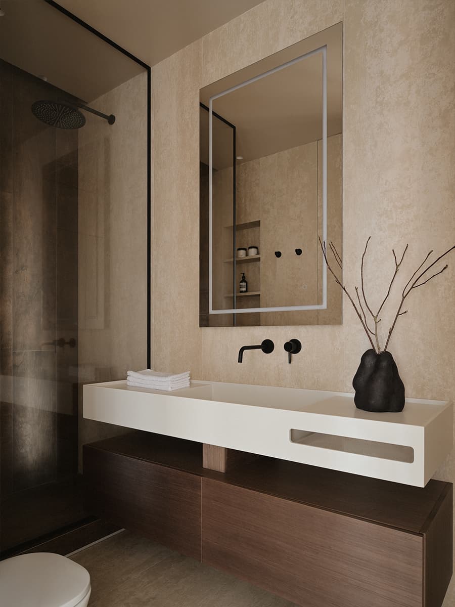 Современная геометрия и природные текстуры в интерьере семейной квартиры — проект студии A&ES