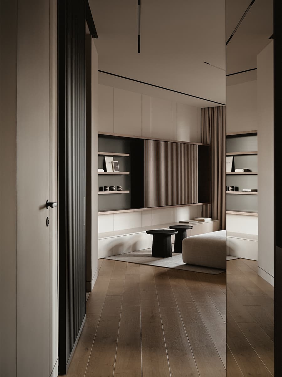 Современная геометрия и природные текстуры в интерьере семейной квартиры — проект студии A&ES