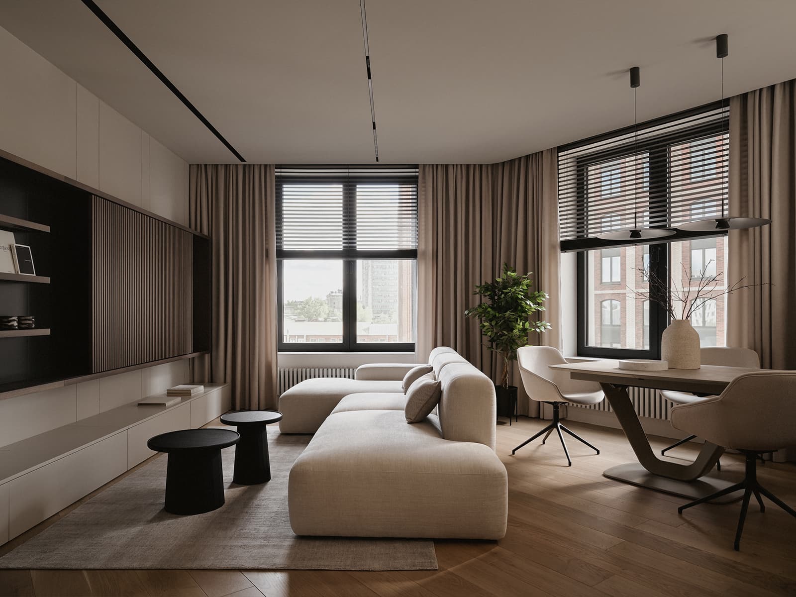 Современная геометрия и природные текстуры в интерьере семейной квартиры — проект студии A&ES