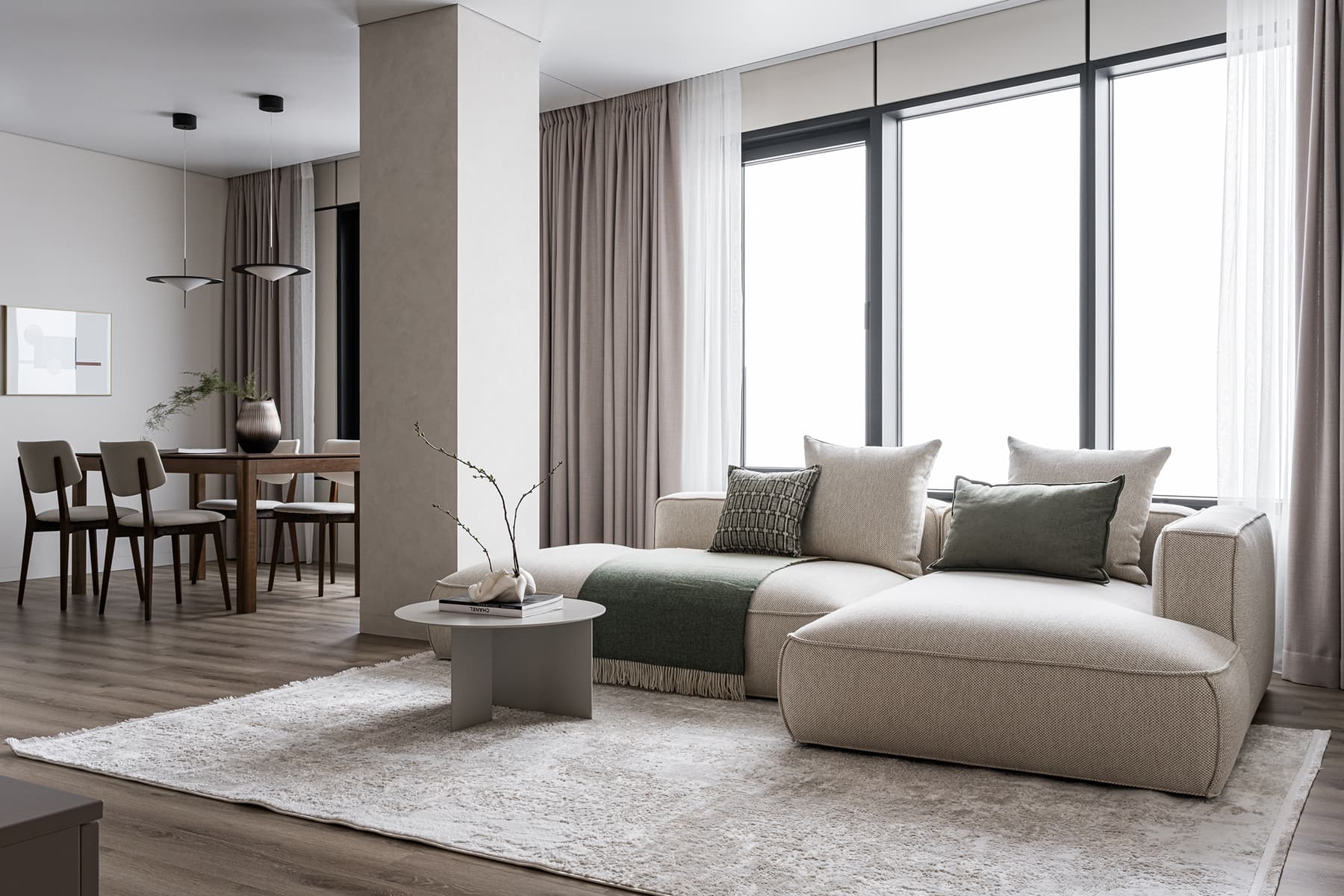 Умиротворяющие краски и теплое дерево в интерьере квартиры для молодой девушки — проект студии Aleta interiors