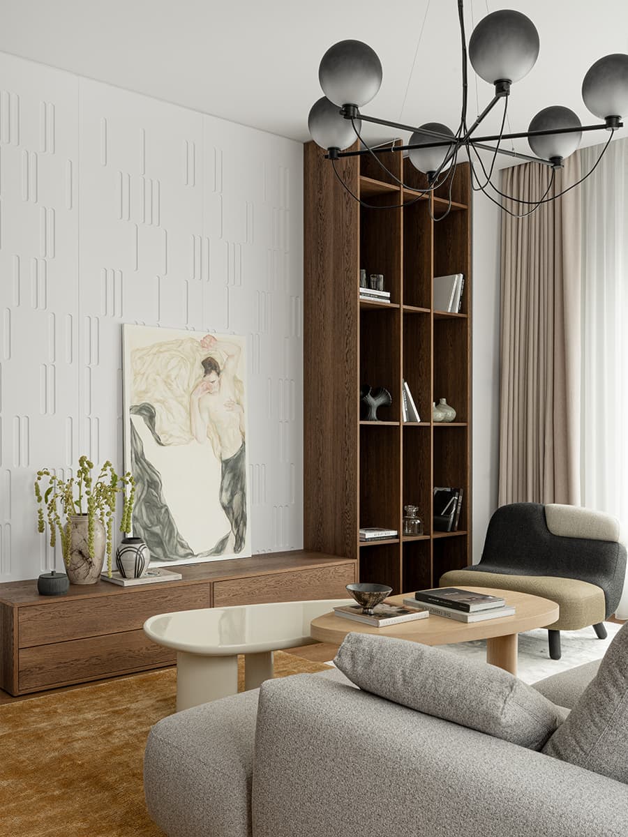 Строгая синяя кухня в интерьере квартиры для сдачи в аренду — проект бюро A.C.H. INTERIORS