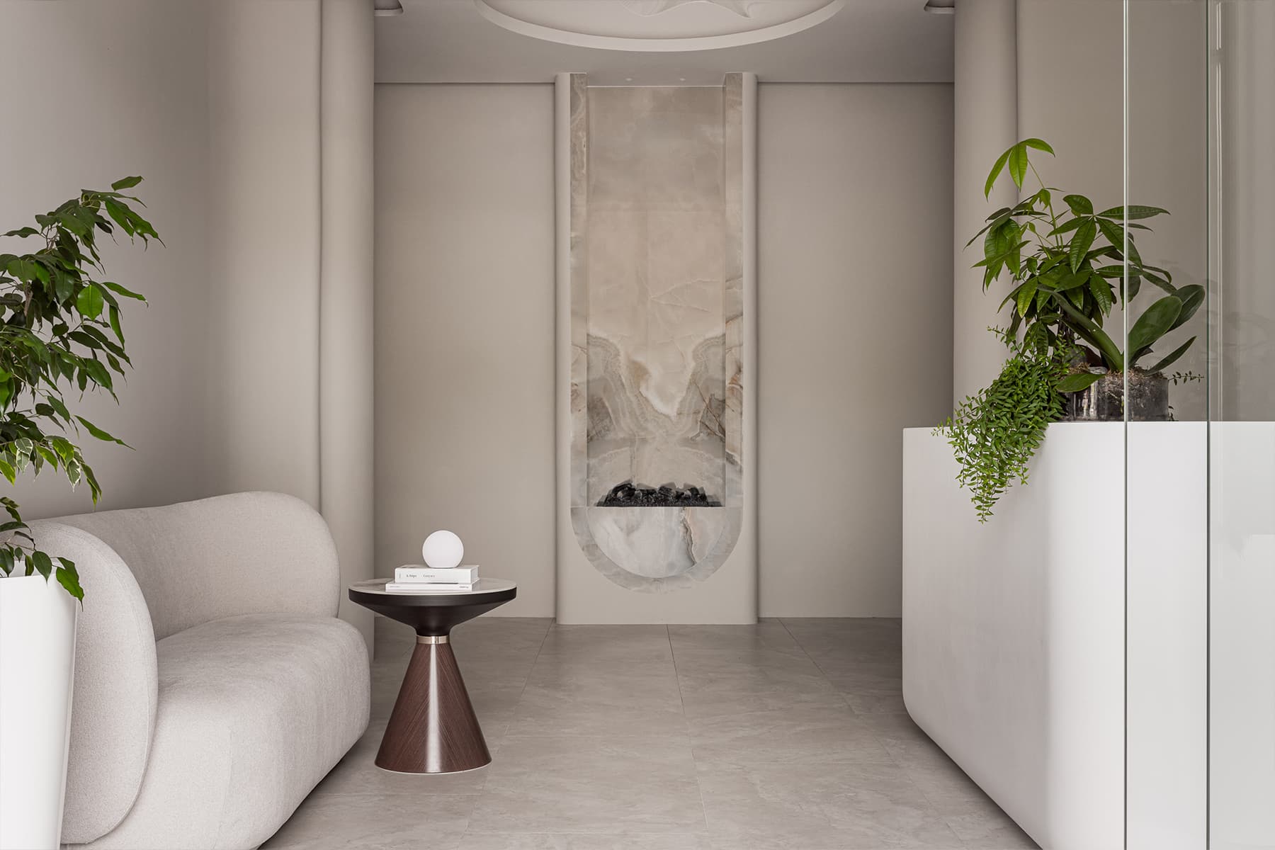 Монохромная палитра и скрытый свет в интерьере частной клиники — проект Юлии Сафоновой