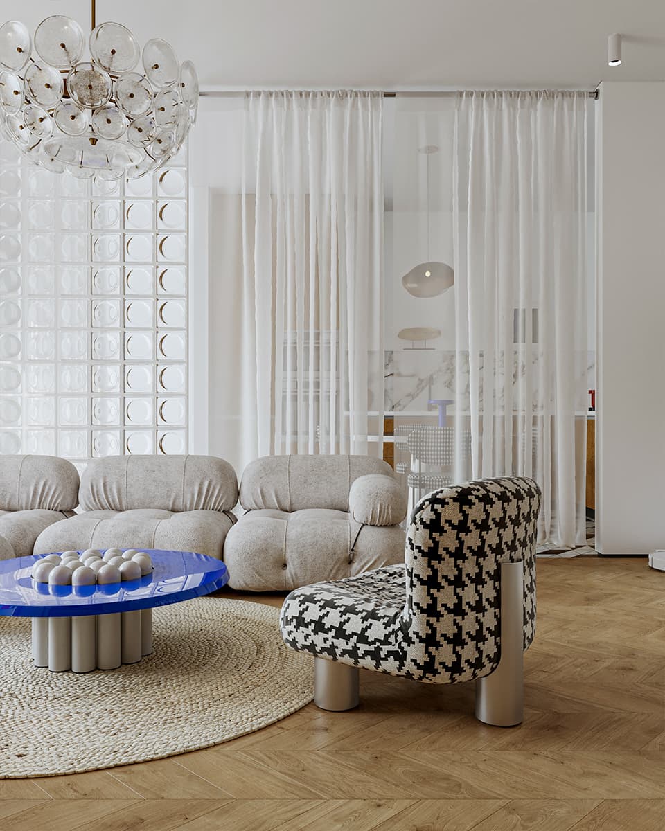 Яркие предметы искусства и черно-белые контрасты в интерьере московской квартиры — проект Zil Architects