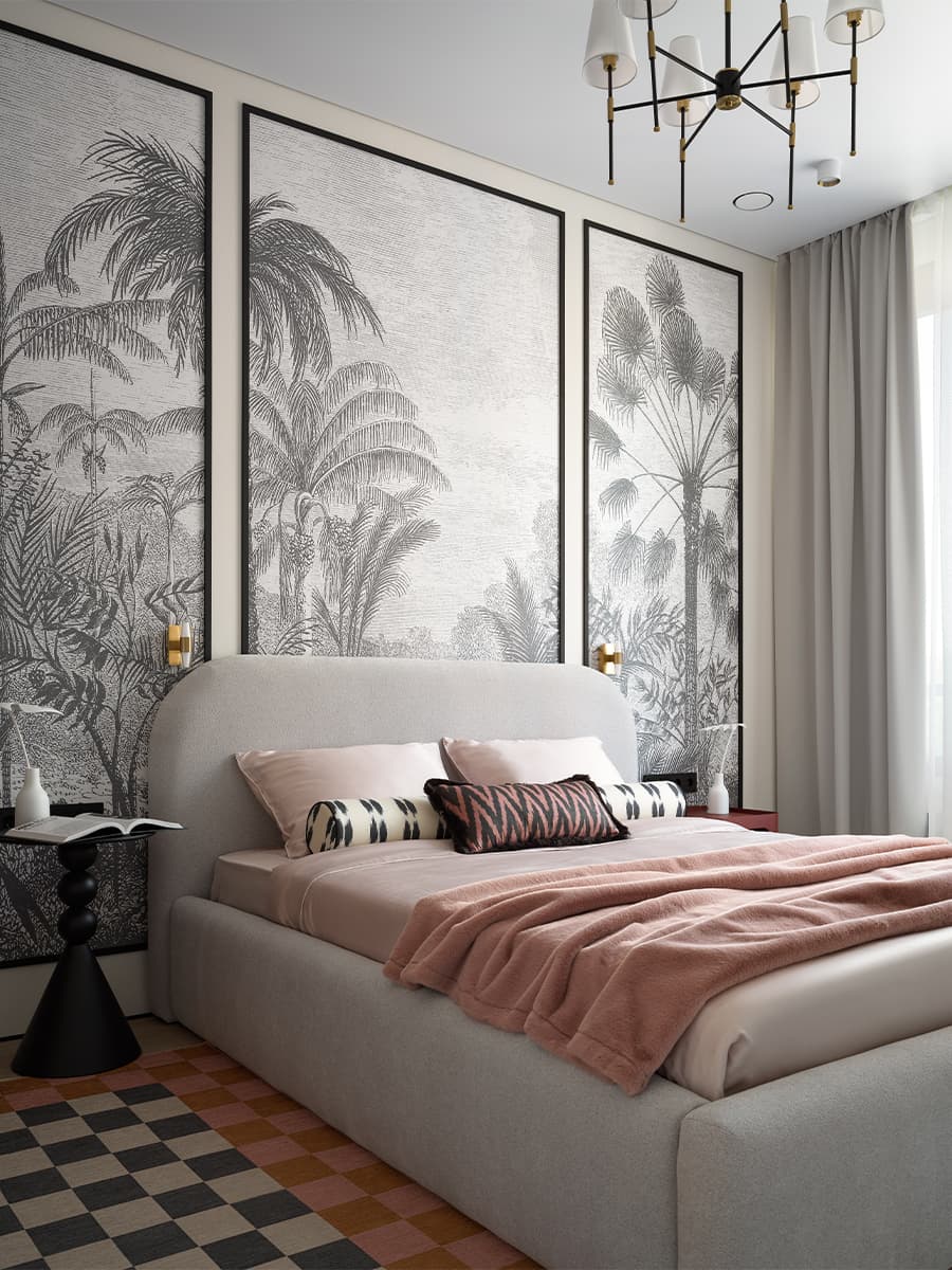 Глубокие бордовые тона в интерьере квартиры под сдачу — проект Натальи Федоровой