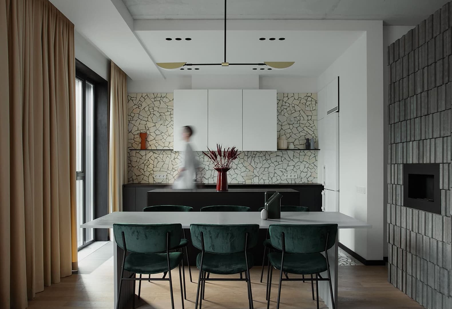 Интерьеры квартир с эффектной плиткой терраццо