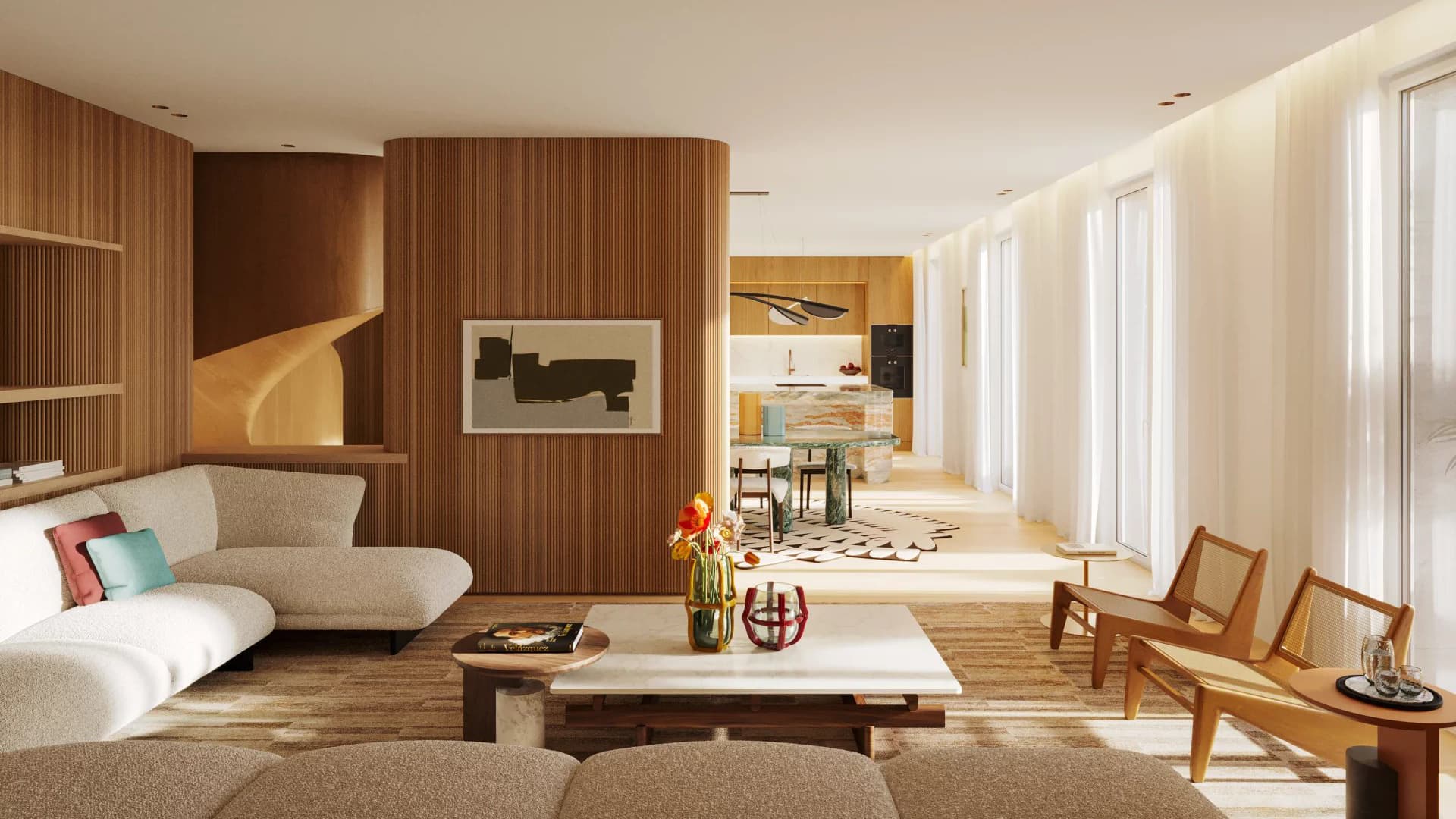 Диалог благородных материалов в интерьере клубного дома — проект Патрисии Уркиолы Диалог благородных материалов в интерьере клубного дома — проект Патрисии Уркиолы