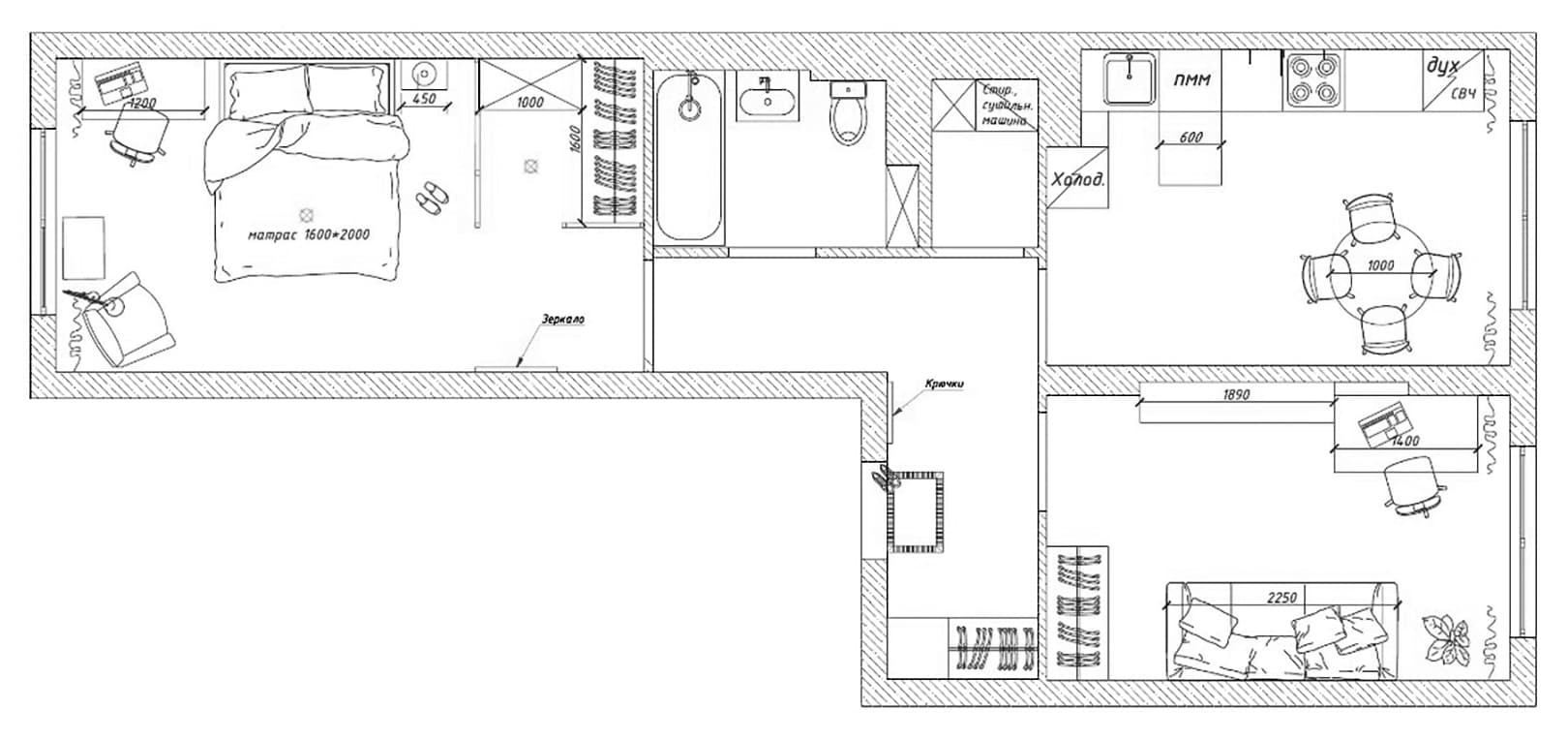 Сдержанный интерьер квартиры для молодой пары — проект Елизаветы Краснопёровой