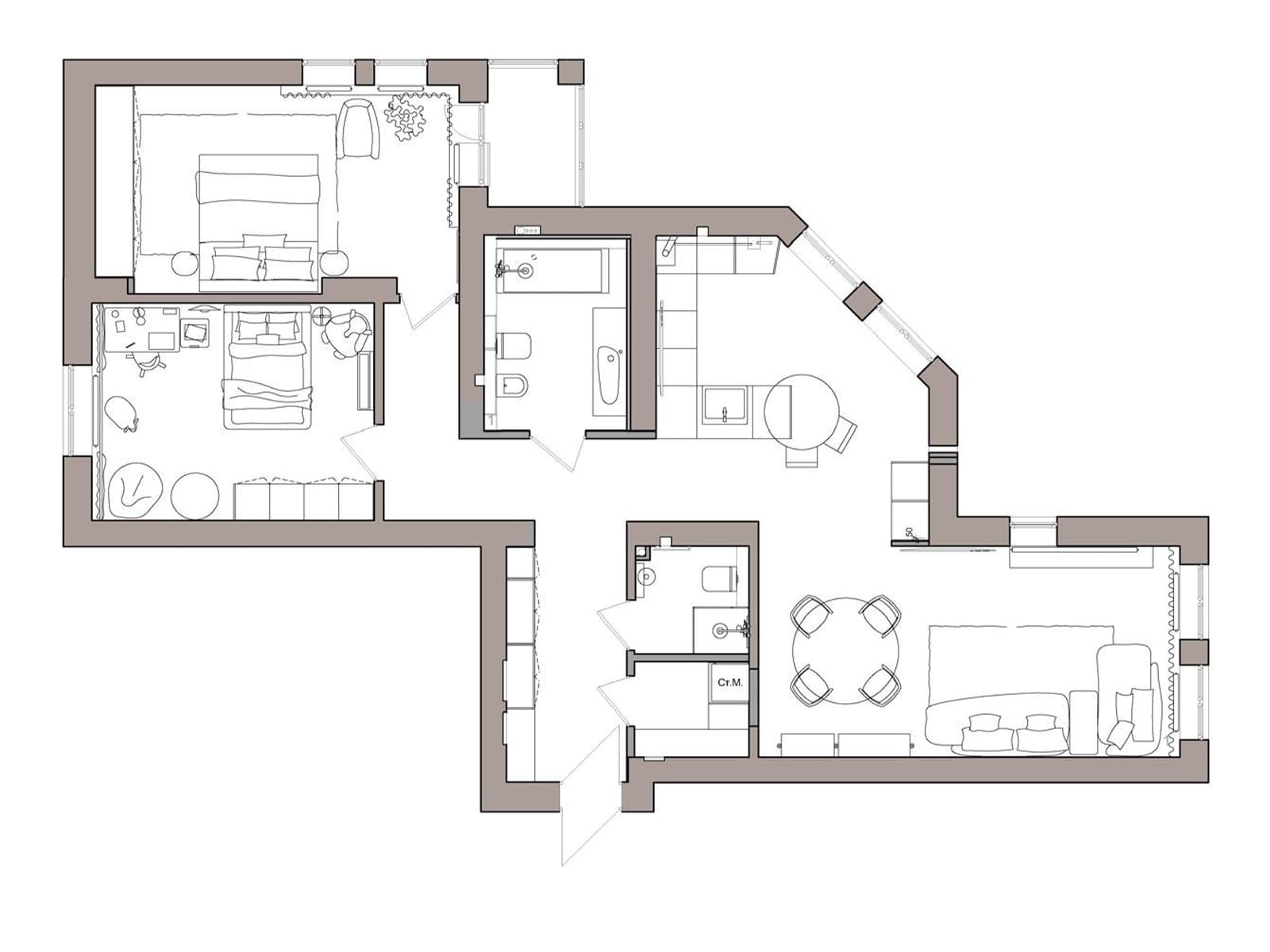 Теплый интерьер «отпускной» квартиры в Калининграде — проект Татьяны Генне