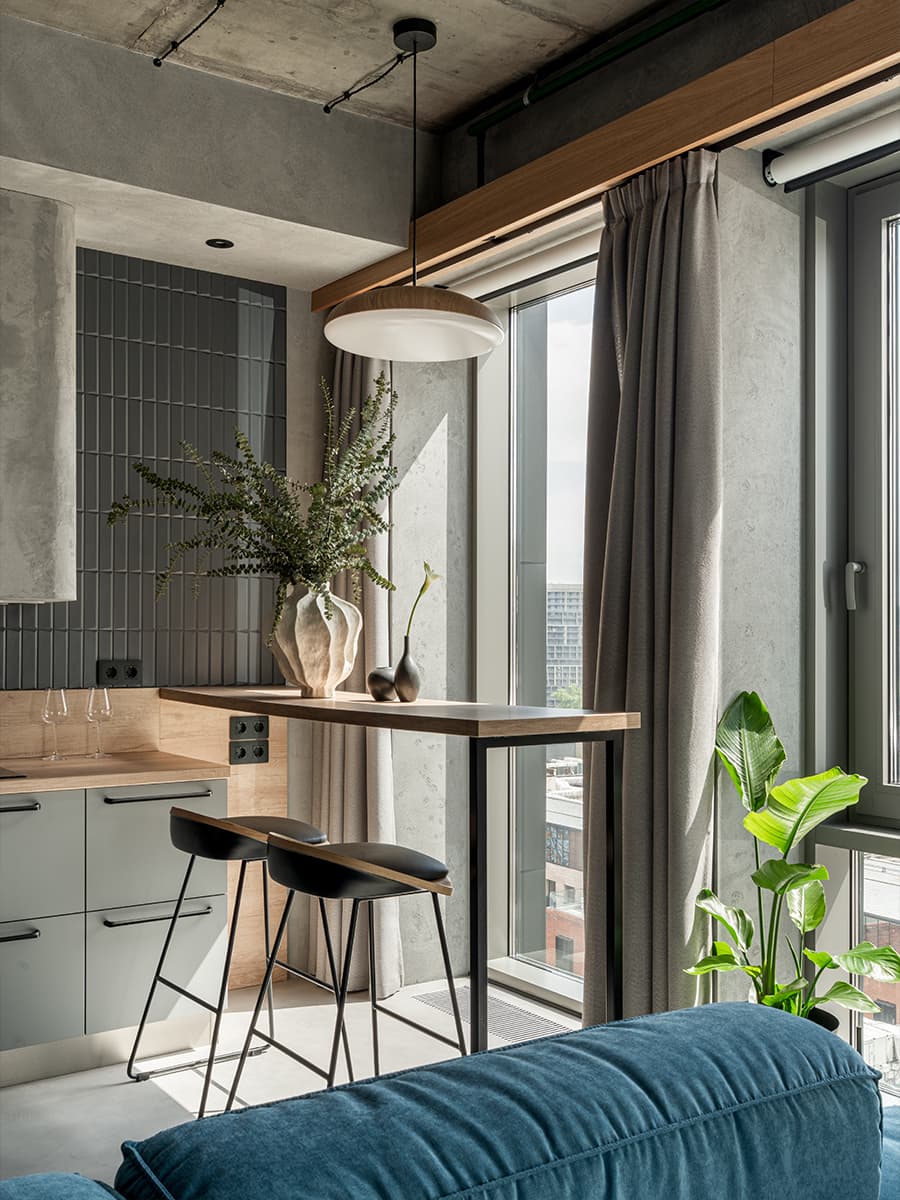 Авторская роспись стен и рифленое стекло в интерьере апартаментов — проект студии дизайна Wellspring