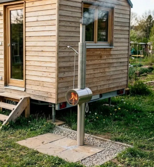 Feuerwasser придумала садовый душ с дровяной печью для нагрева воды