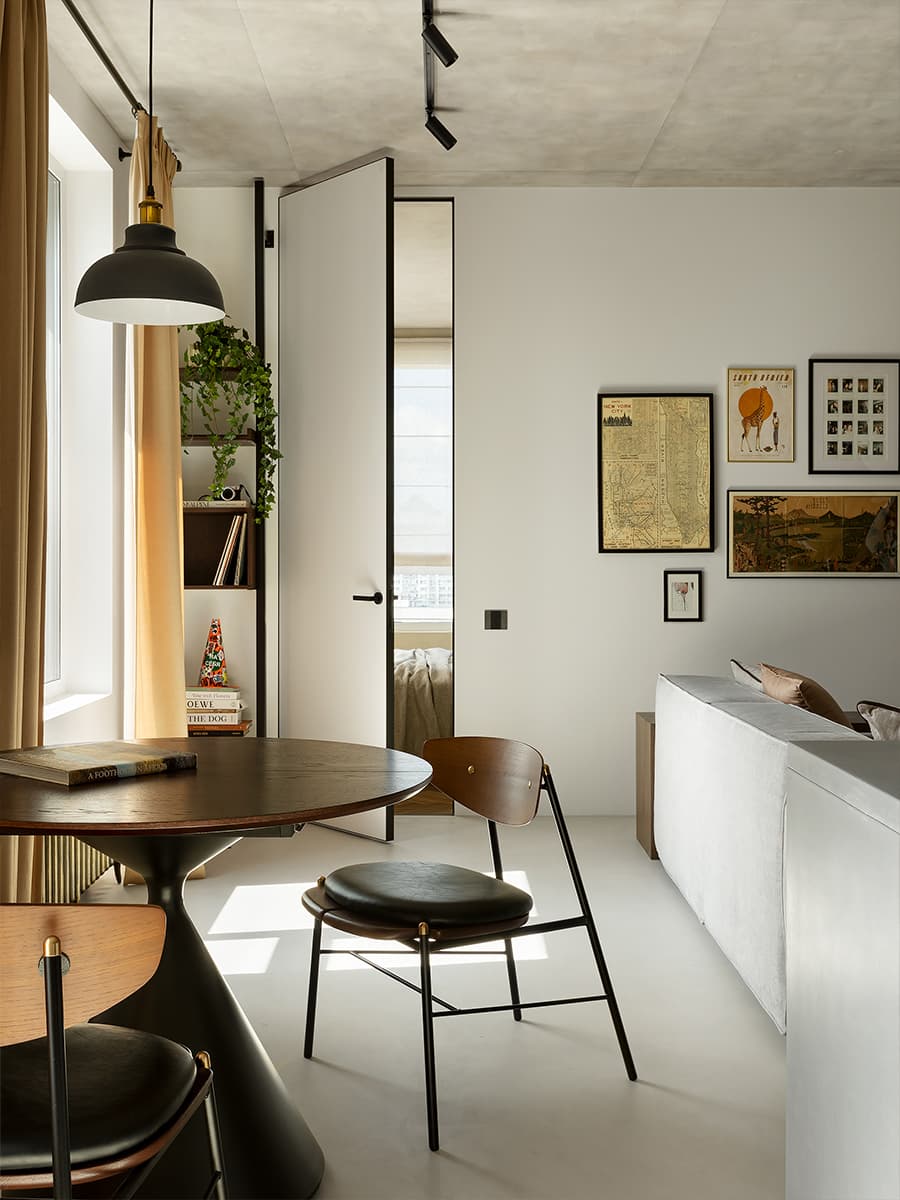 Кирпичная кладка и бетон в интерьере квартиры для молодой пары — проект Анастасии Петуховой