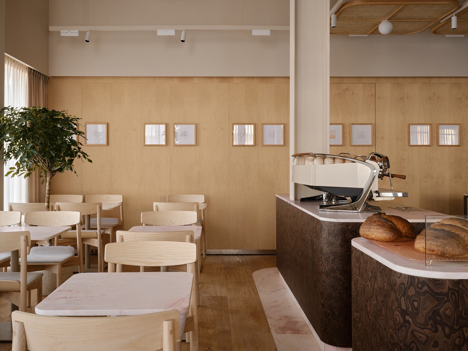 Теплые фактуры дерева в интерьере кофейни в Подмосковье — проект бюро Le Atelier