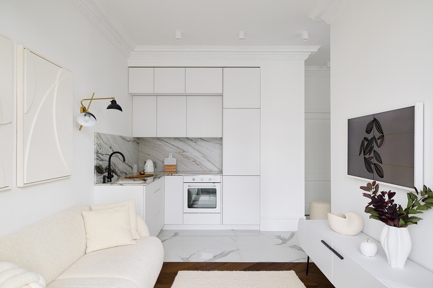 Интерьер небольшой квартиры на набережной Черной речки — проект Милы Моргунян