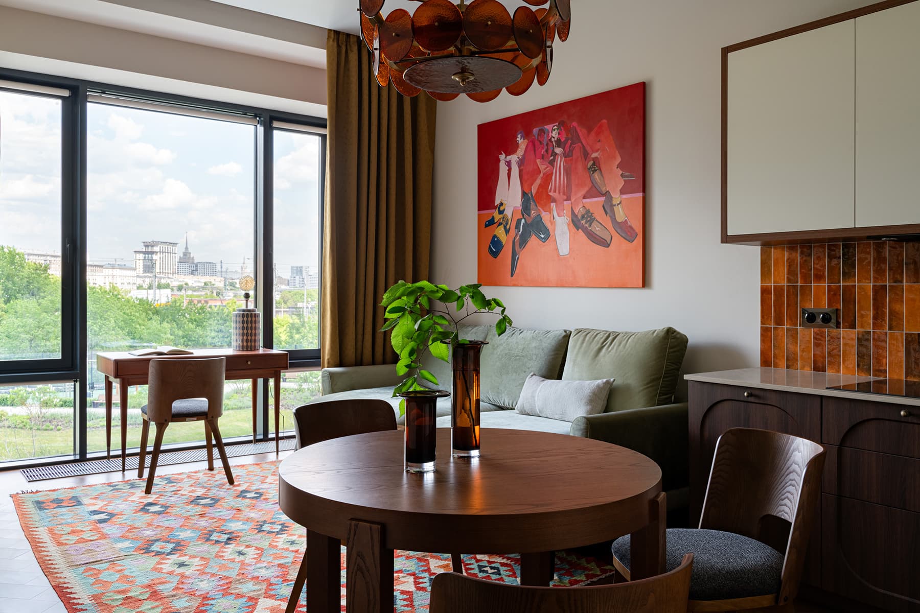 Эклектичный декор в интерьере квартиры с видом на Москва-Сити — проект Любови Вербах