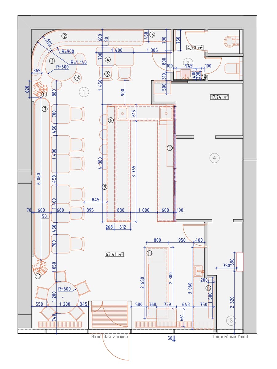 Нарядные светильники и мелкая плитка в интерьере бистро — проект Ксении Евстафьевой