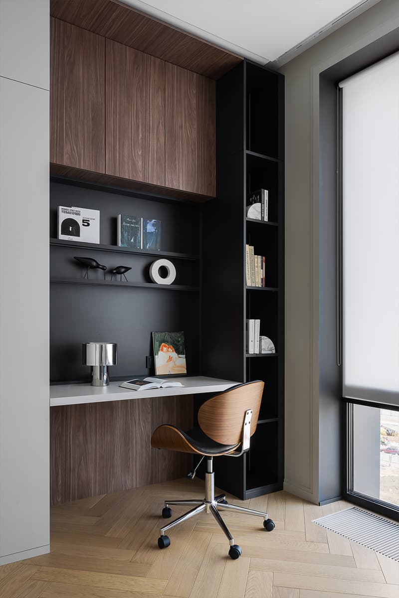 Акцентная кирпичная стена в интерьере «галерейной» квартиры — проект Дины Вафиной