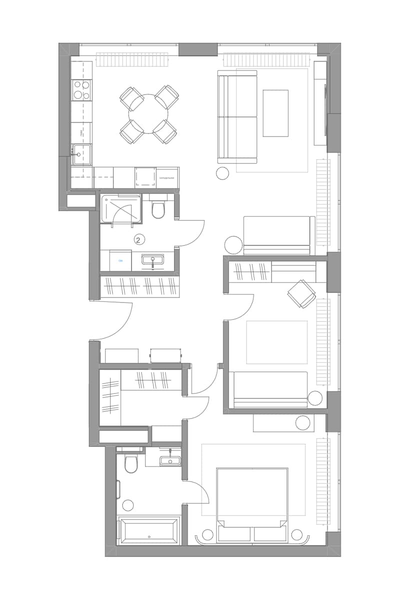 Акцентная кирпичная стена в интерьере «галерейной» квартиры — проект Дины Вафиной