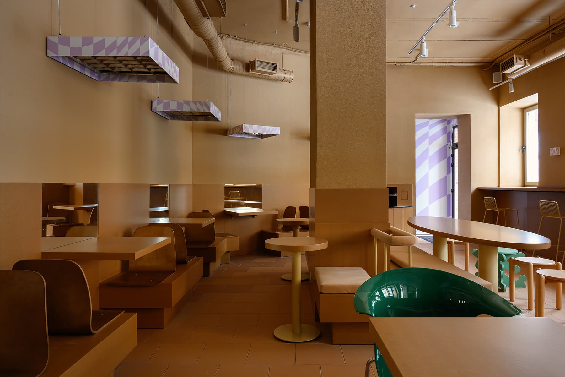 Камерный интерьер кафе здорового фастфуда — проект архитектурного бюро nomessprocess