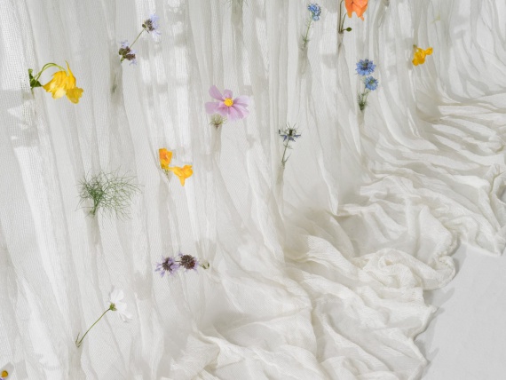 Японский дизайнер придумала шторы с живыми цветами