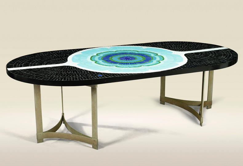 Сделанный из металла с узором из горячей эмали Unique Table, Atelier L'œuf