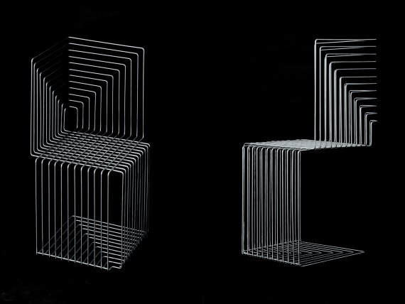 Томас Фейхтнер сделал геометричное кресло из проволоки для ограждений