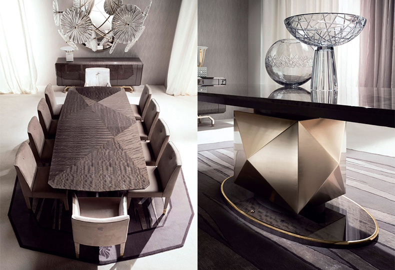Обеденный стол, люстра и вазы из коллекции «Infinity» Giorgio Collection