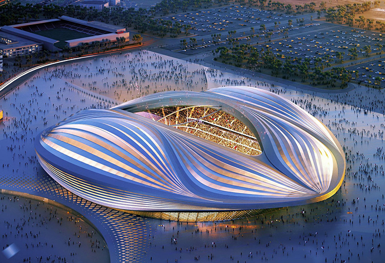 Проект футбольного стадиона в Катаре, спроектированный Захой Хадид к ЧМ 2022 года