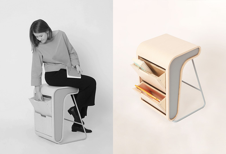 Simple stool – полубарный табурет с ящиками для хранения. Участвовал в выставке SaloneSatellite Worldwide Moscow