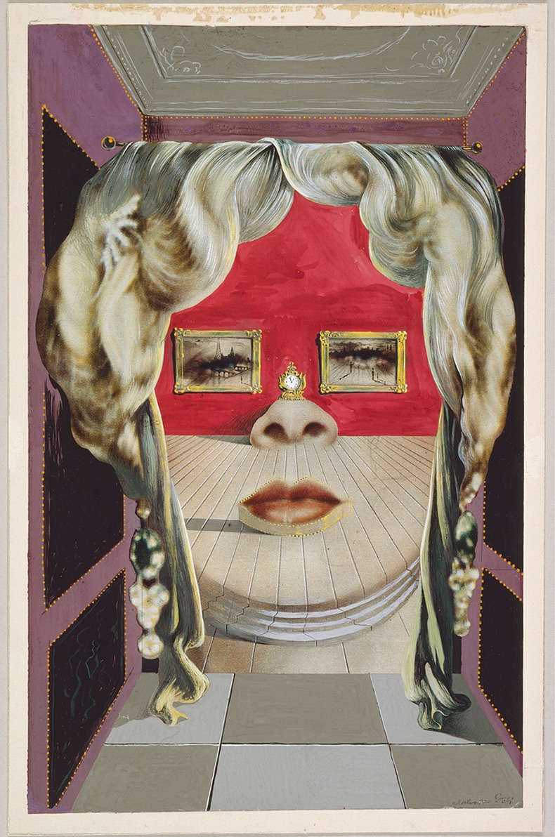 Сальвадор Дали, лицо Мэй Уэст, которое может выступать сюрреалистической квартирой, 1934-35