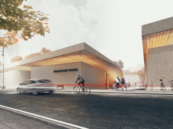 CAAT Studio разработали концепцию двухуровнего здания, объединяющего школу и общественное пространство