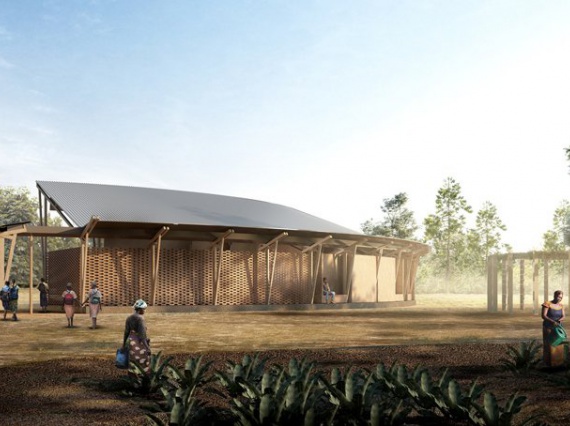 Джо Браши спроектировал полукруглое здание школы в виде амфитеатра на Гаити