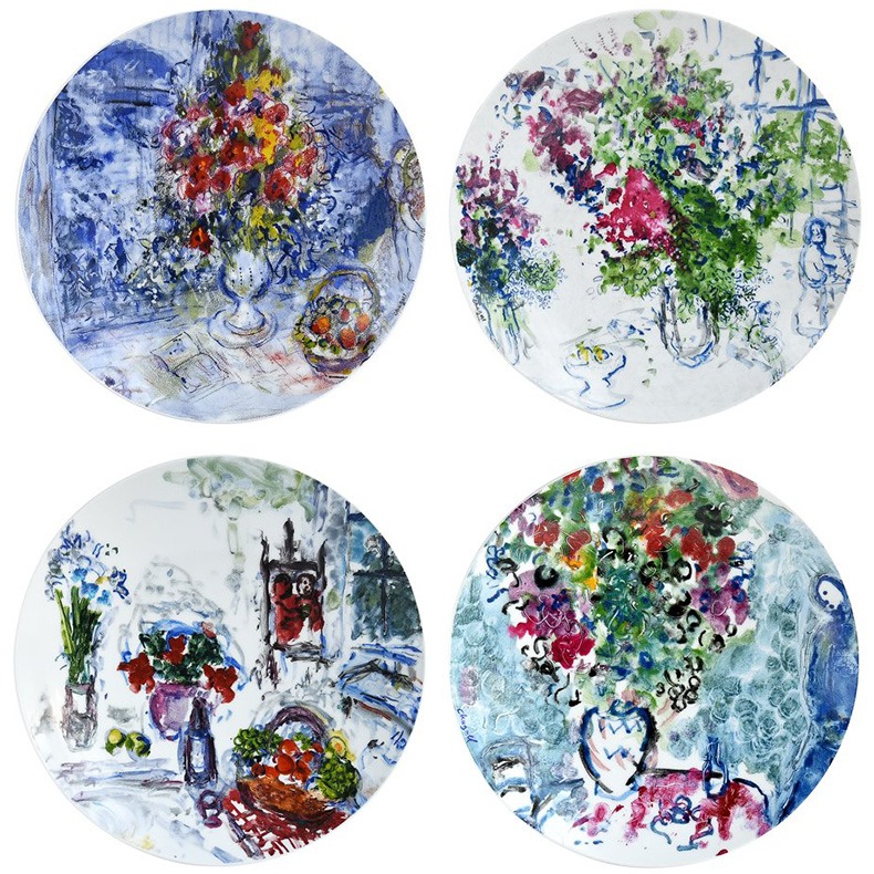 Набор из четырех тарелок «Букет цветов Марка Шагала» Bernardaux
