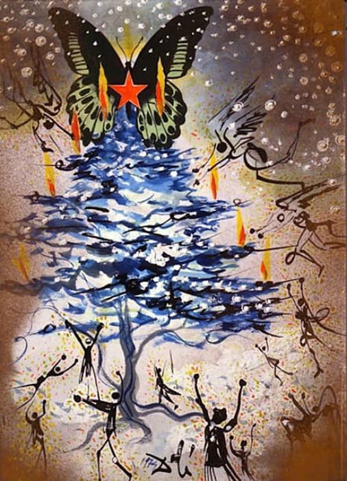Открытка Сальвадора Дали из серии Рождество, 1974. Сюрреализм Нового года: праздничные открытки Сальвадора Дали