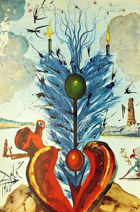 Открытка Сальвадора Дали из серии Рождество, 1968. Сюрреализм Нового года: праздничные открытки Сальвадора Дали