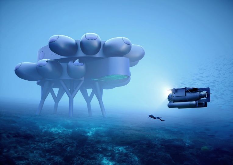 Ив Беар спроектировал подводную станцию с теплицей и бассейном