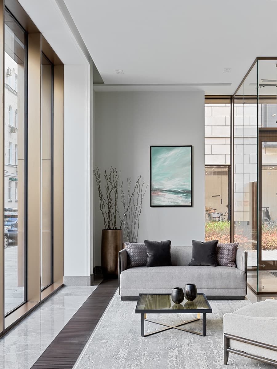 Интерьеры лобби в районе Якиманки — проект Архитектурного бюро Олега Клодта