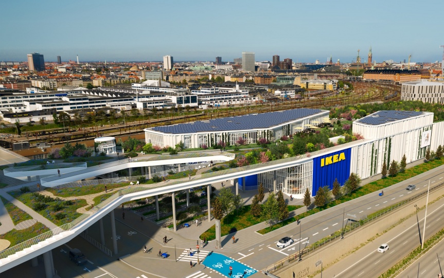 Dorte Mandrup спроектировал магазин ИКЕА в Копенгагене с парком на крыше