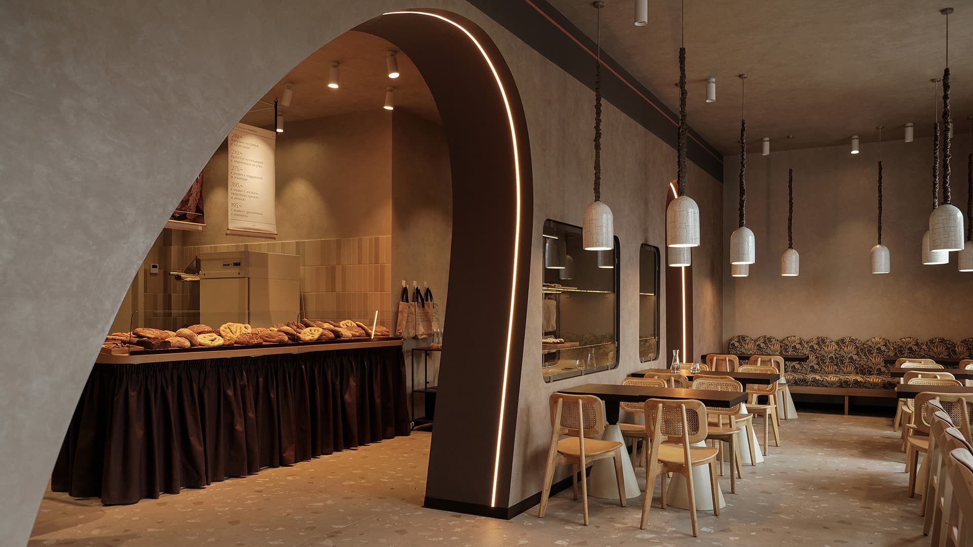 Интерьер кафе-пекарни, вдохновленный хлебом – проект STUDIO SHOO