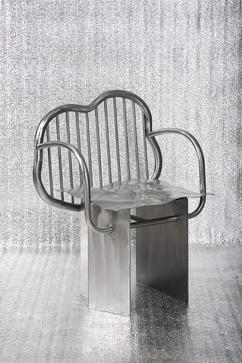 Shiny chair in stainless steel